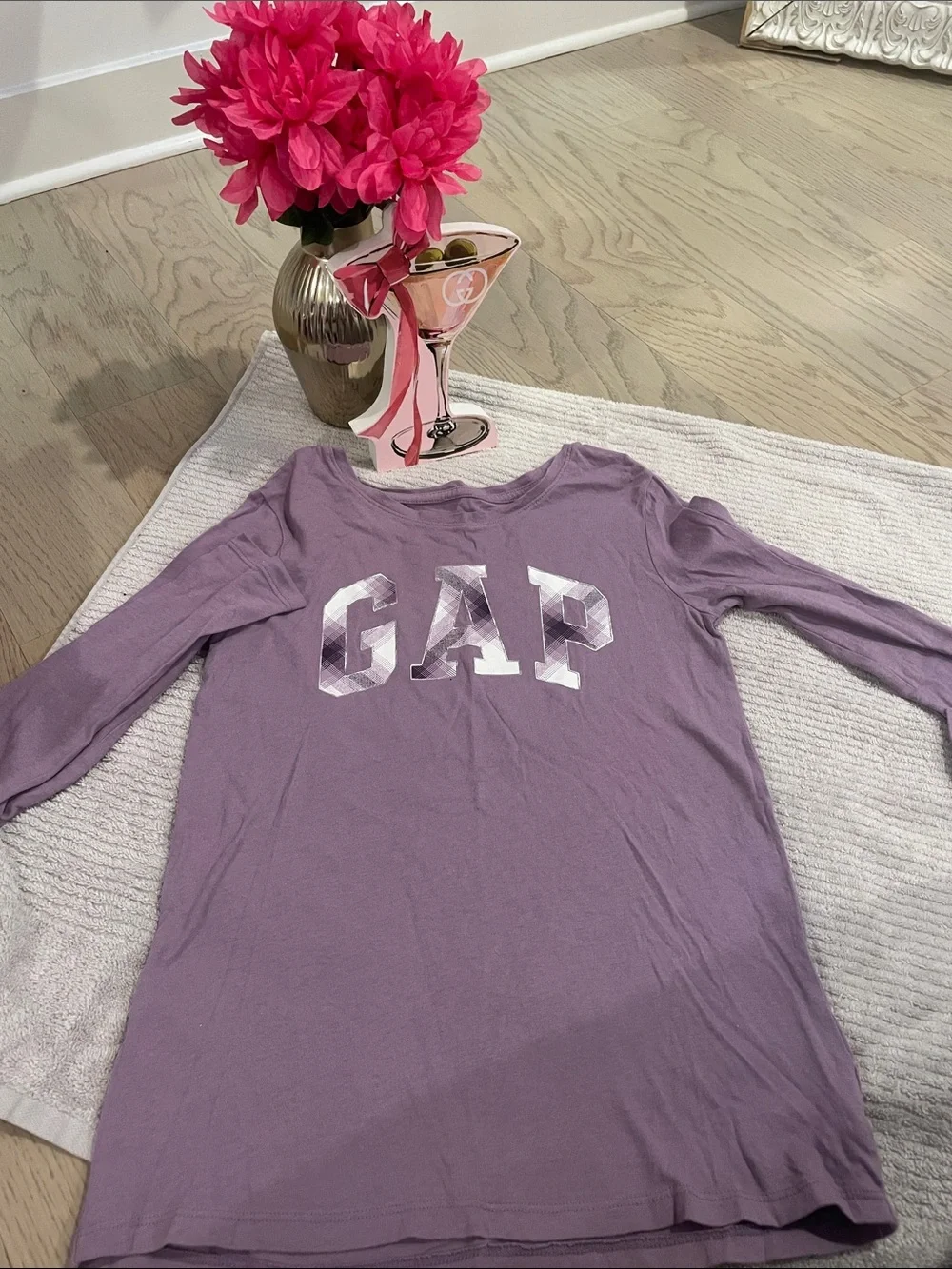 GAP Lavender Long Sleeve Logo Tee
